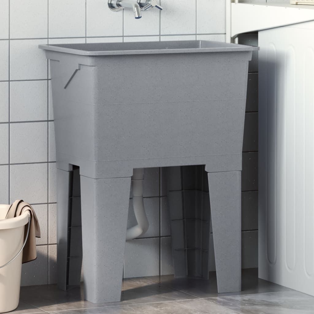 VidaXL Bac de lavage 59x41x75 cm résine grise Image du produit 