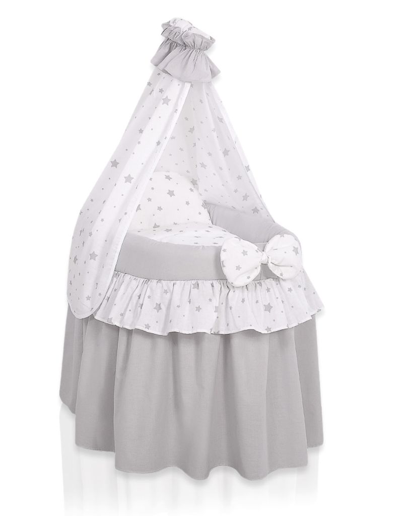 Dollwagen für Puppen mit grauem Stoff - Handgefertigtes Produktbild 