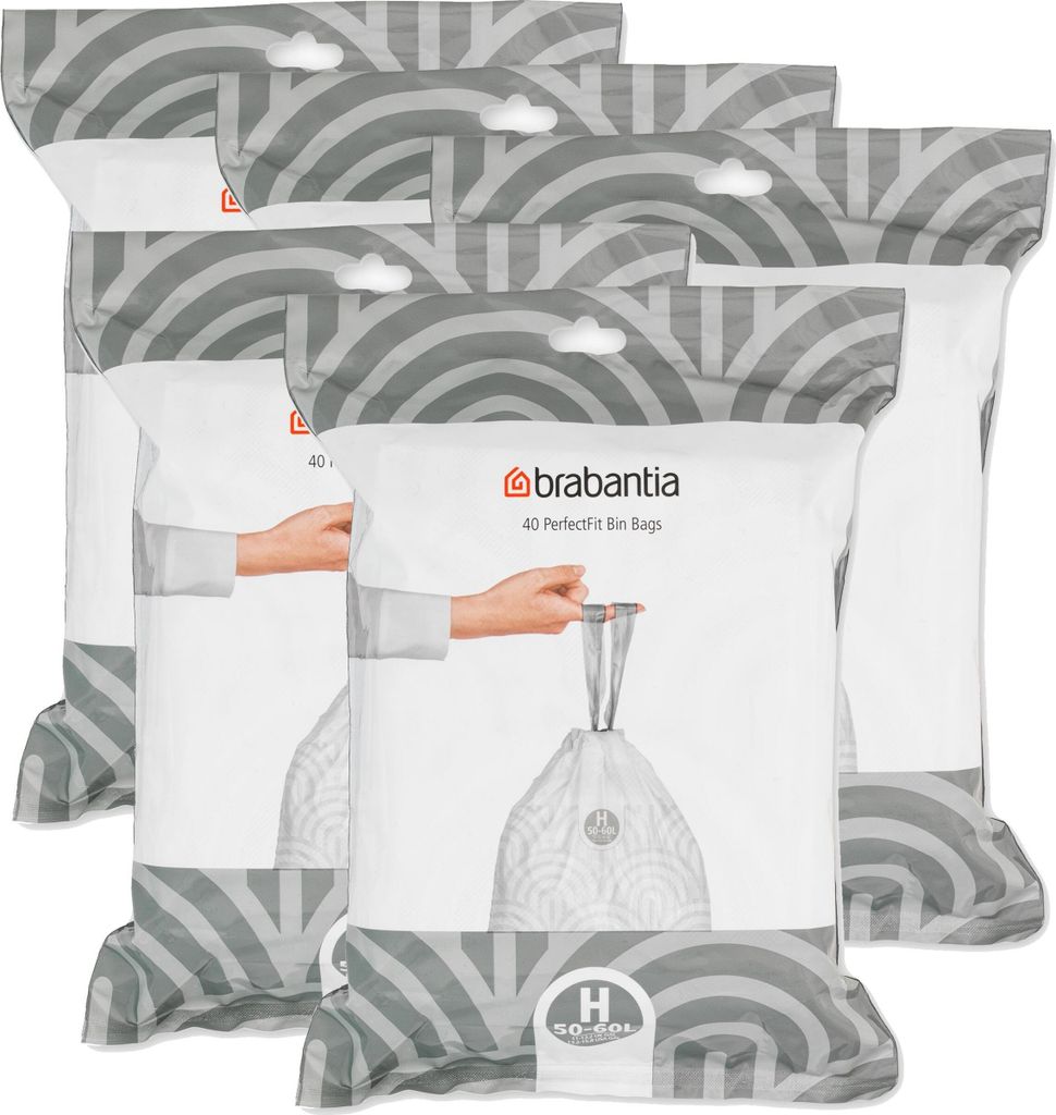 Brabantia PerfectFit Müllbeutel 50-60L (H) 40 Beutel Mülleimerbeutel (5er Pack)