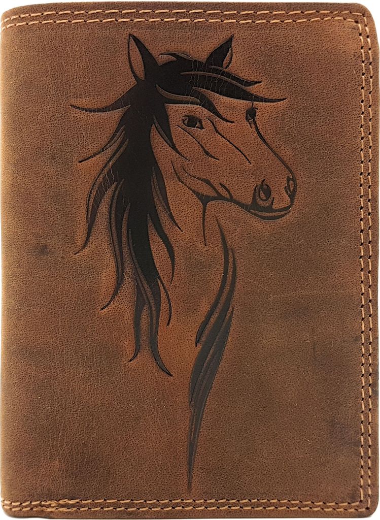 Jockey Club echt Leder Damen Mädchen Geldbörse Geldbeutel Pferd vintage Hunterleder mit RFID Schutz