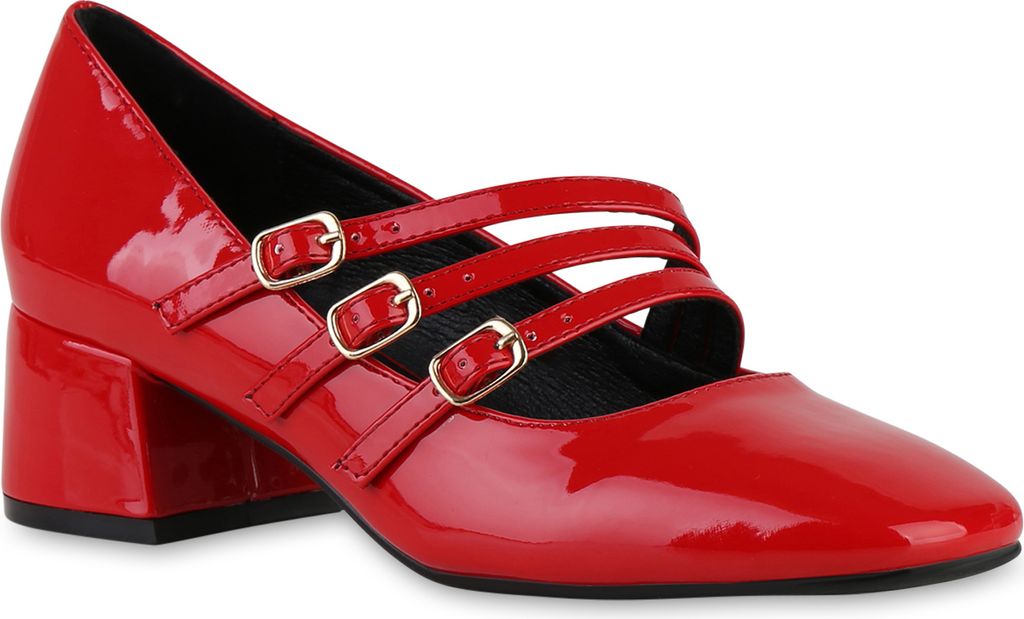 VAN HILL Damen Mary Janes Pumps Klassische Elegante Schuhe 841478, Farbe: Rot, Größe: 36