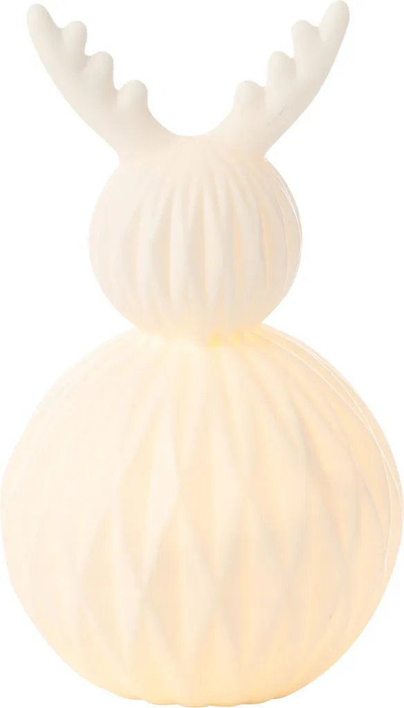 Lampe LED Cerf en Porcelaine Blanche Translucide avec Éclairage Doux