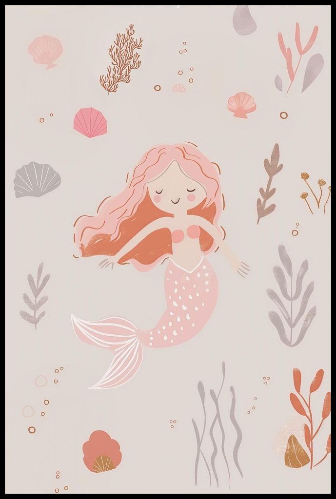 Plakat 61x91,5cm Muster für Kinder, Mädchen fürs Zimmer - Meerjungfrau
