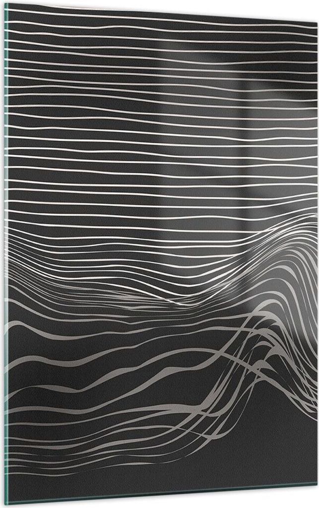 Bilder auf glas - Einteilig - Abstraktion Streifen Schwarz und Weiß - 50x70cm - Glasbilder - Wandbilder - Bilder - Wanddekoration aus Glas - Glas ...