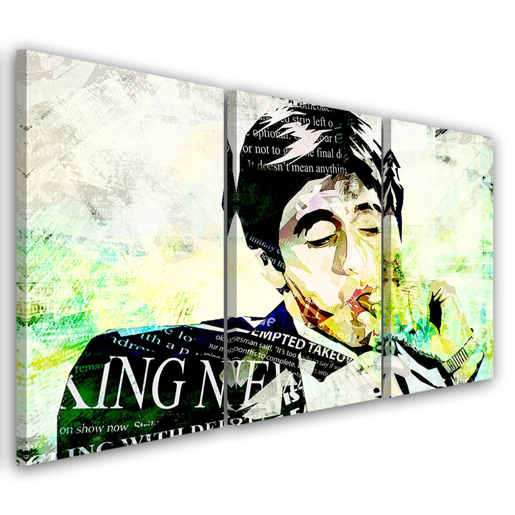 Triptychon auf leinwand grüne menschen 150x100 cm Feeby grün wandbild bereit zum aufhängen