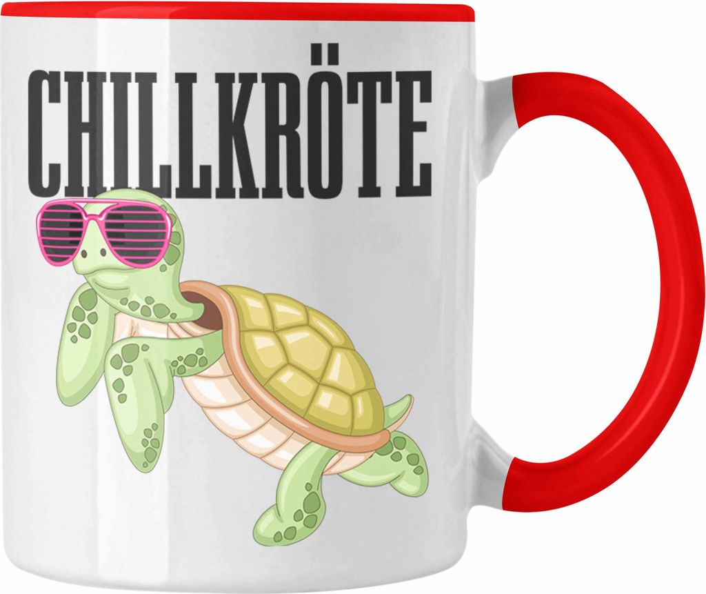Trendation - Chillkröte Tasse Lustige Schildkröte Gag Witzige Geschenkidee Jugendliche Chillen (Rot)