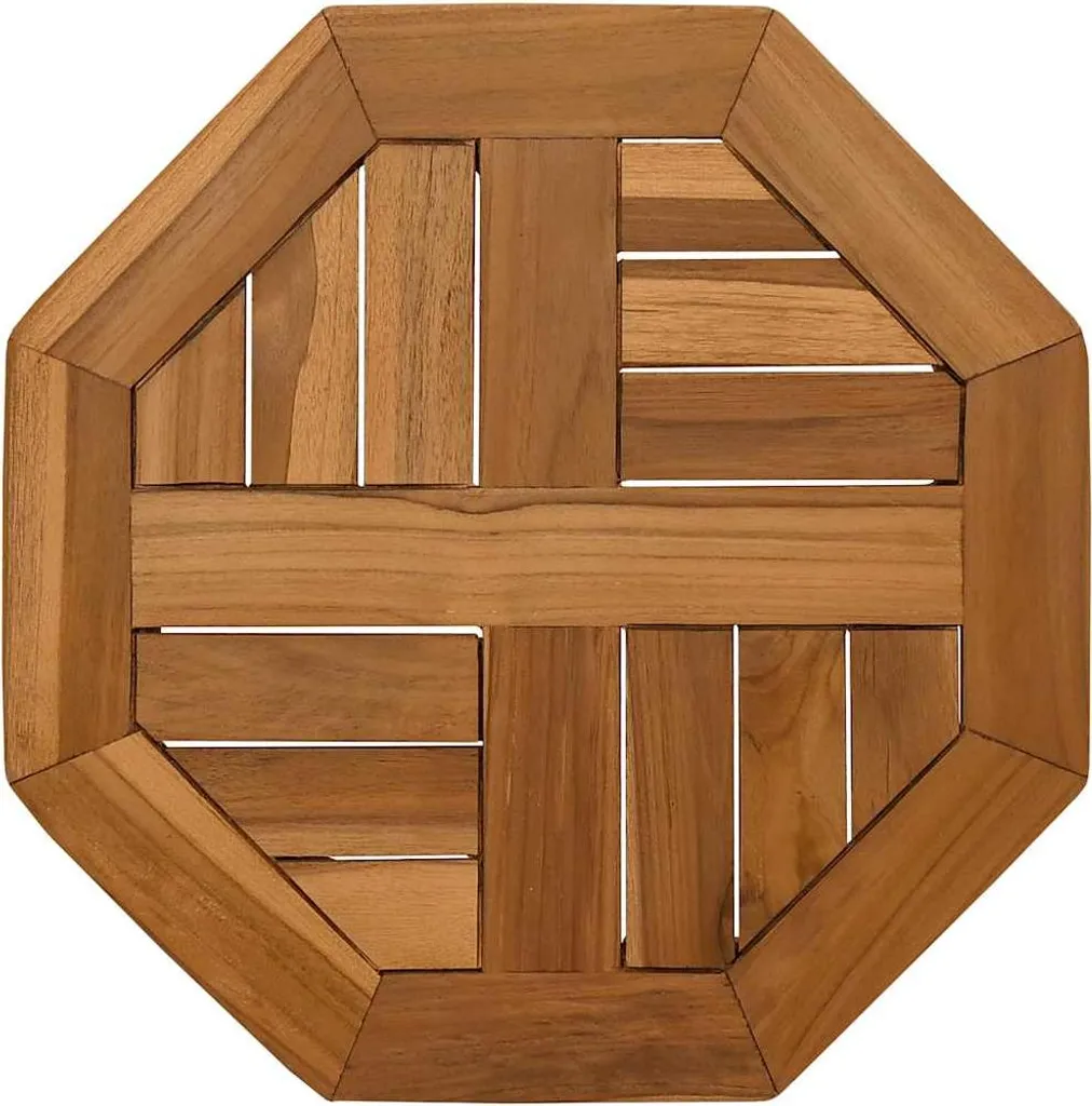 Plateau de Table Octogonal en Teck 40x40x2,5 cm Résistant à l'Eau