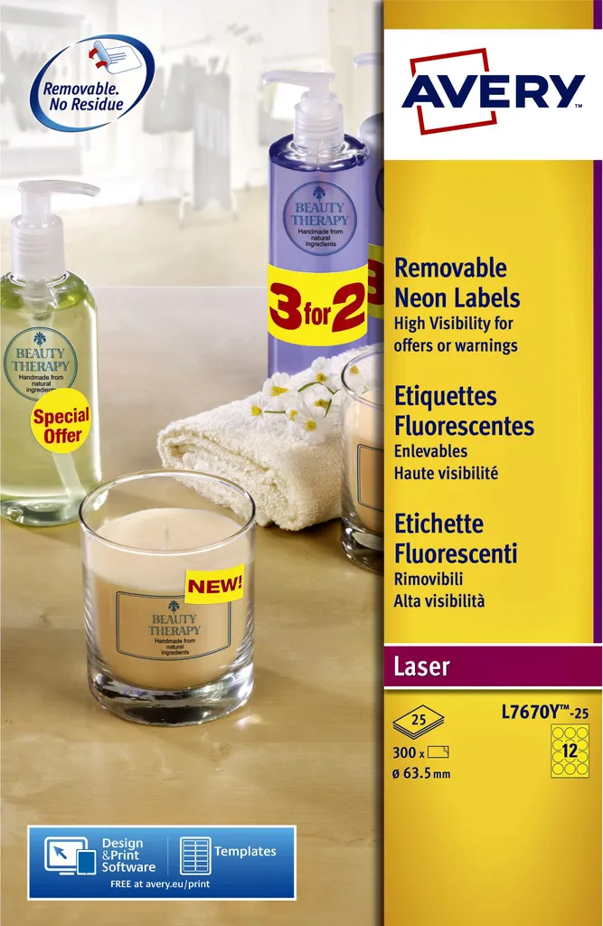 Solution de Signalisation Fluorescente Avery L7670 Étiquettes Laser