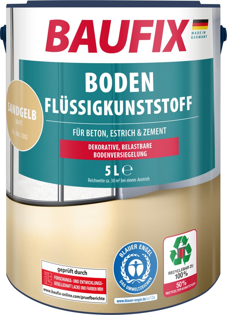 BAUFIX Boden-Flüssigkunststoff sand matt, 5 Liter, Beton- Produktbild 