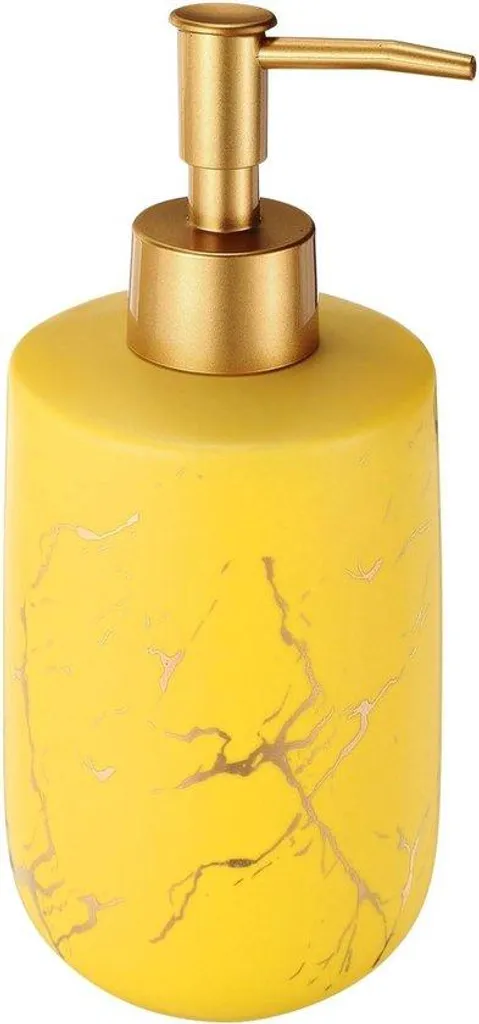 Flacon pompe distributeur de savon 355 ml design marbré jaune pour intérieur