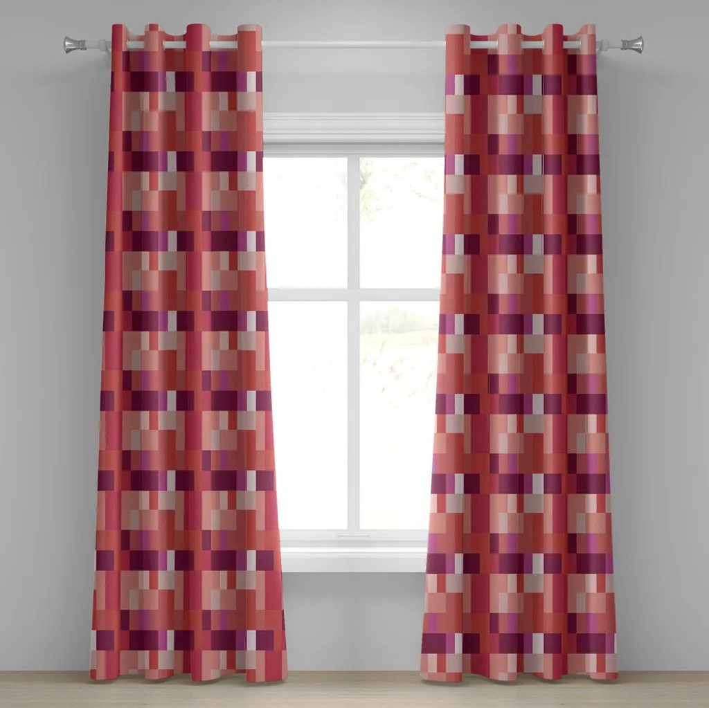 Rideaux décoratifs à 2 panneaux violet et pêche pour salon moderne 280x245