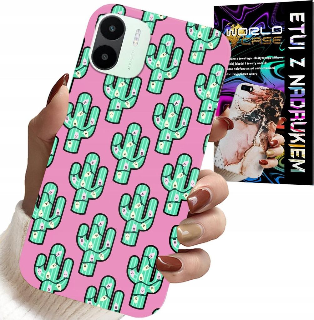 Hülle Für Xiaomi Redmi A1 - Kakteen, Kaktus Auf Rosa Hintergrund + Folie