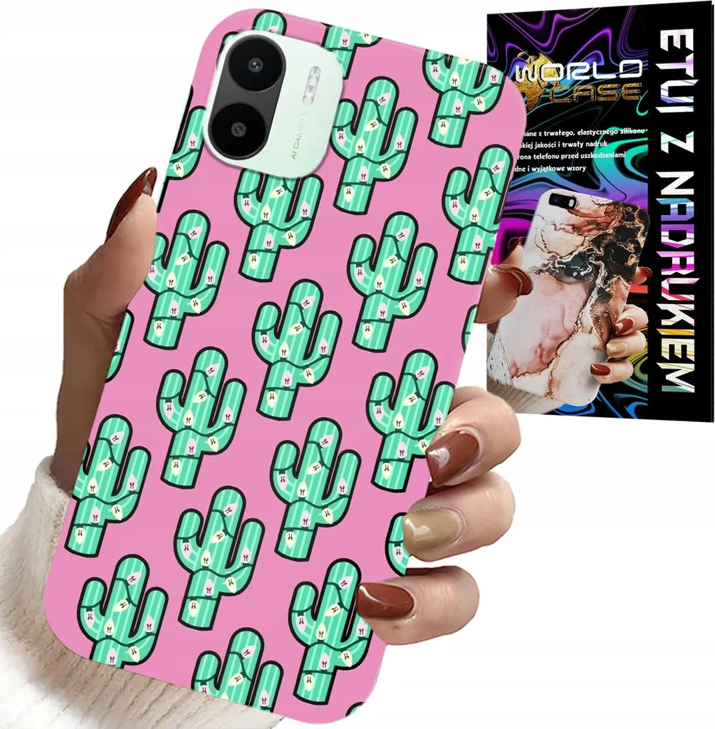 Cover Xiaomi Redmi A2 Rinforzata | Design Cactus Rosa Foil Antigraffio