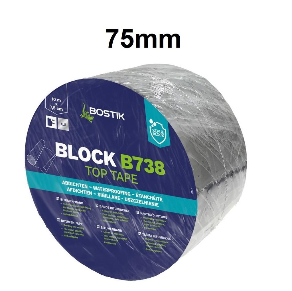Bostik Block B738 Top Tape Aluminium Bitumen Dichtband 10m Rolle 75mm Breit