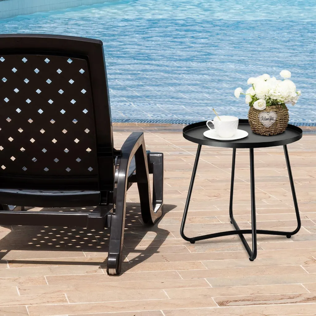 Table d'appoint outdoor en acier noir résistant aux intempéries L40 - 7