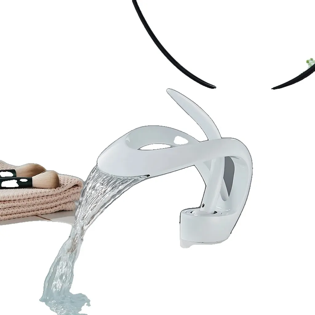 Rubinetto Bagno Cascata Bianco Opaco Contemporaneo Alta Qualità