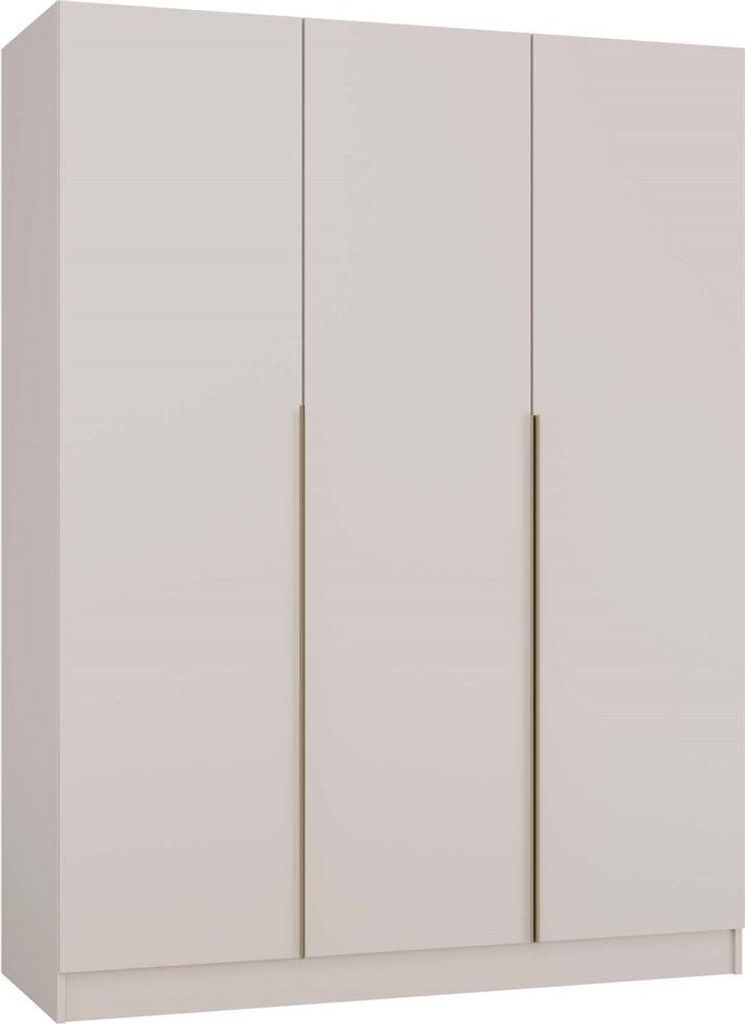 Großer SENSO 3D Kleiderschrank mit 3 Türen und goldenen Griffen | Farbe: Kaschmir | 150x200x56,5 cm