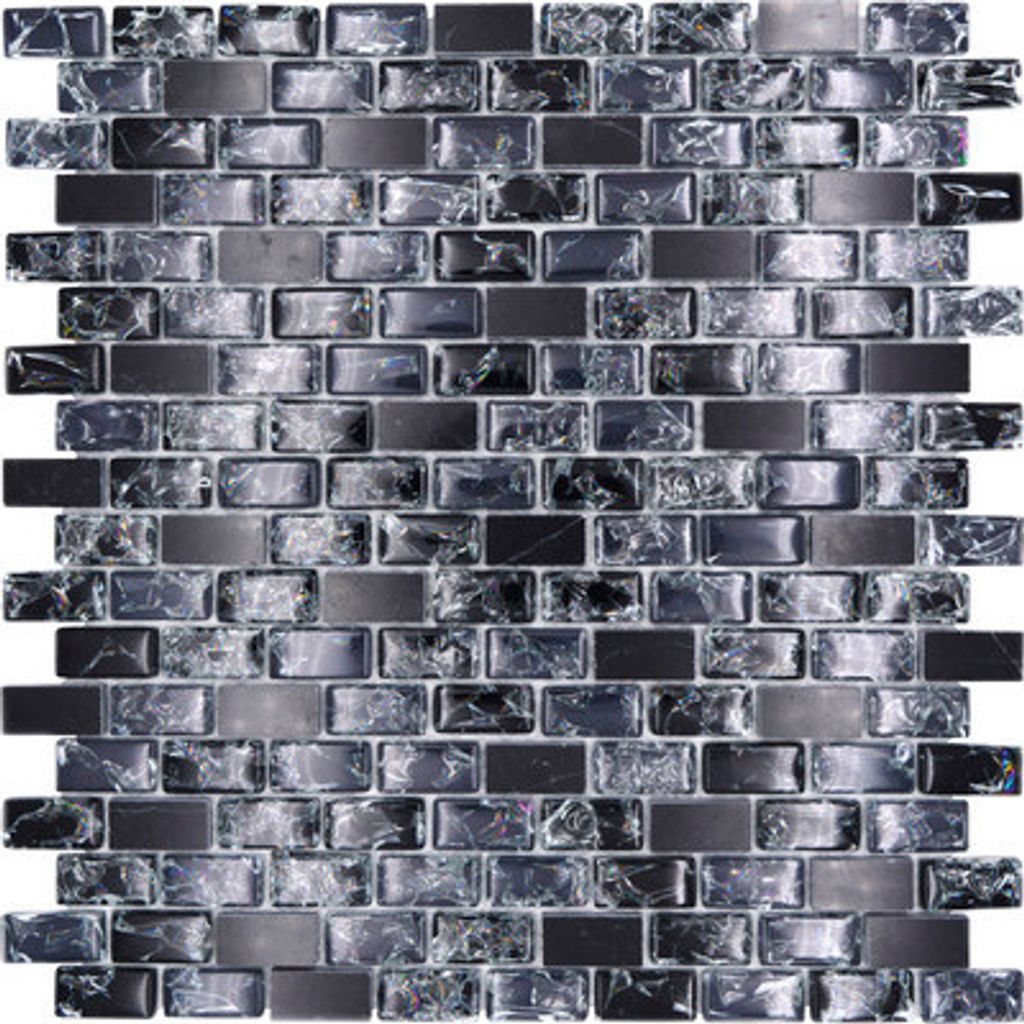Glasmosaik mit Naturstein XIC B1128 schwarz 30x28,5 cm Produktbild 