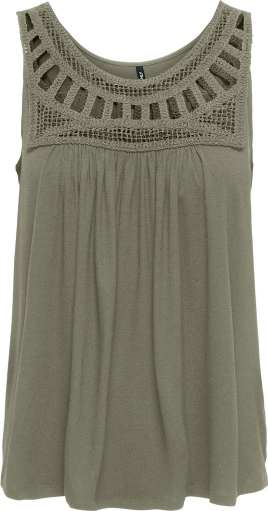 ONLY ONLLINE S/L CROCHET TOP CS JRS Deep Lichen Green S
