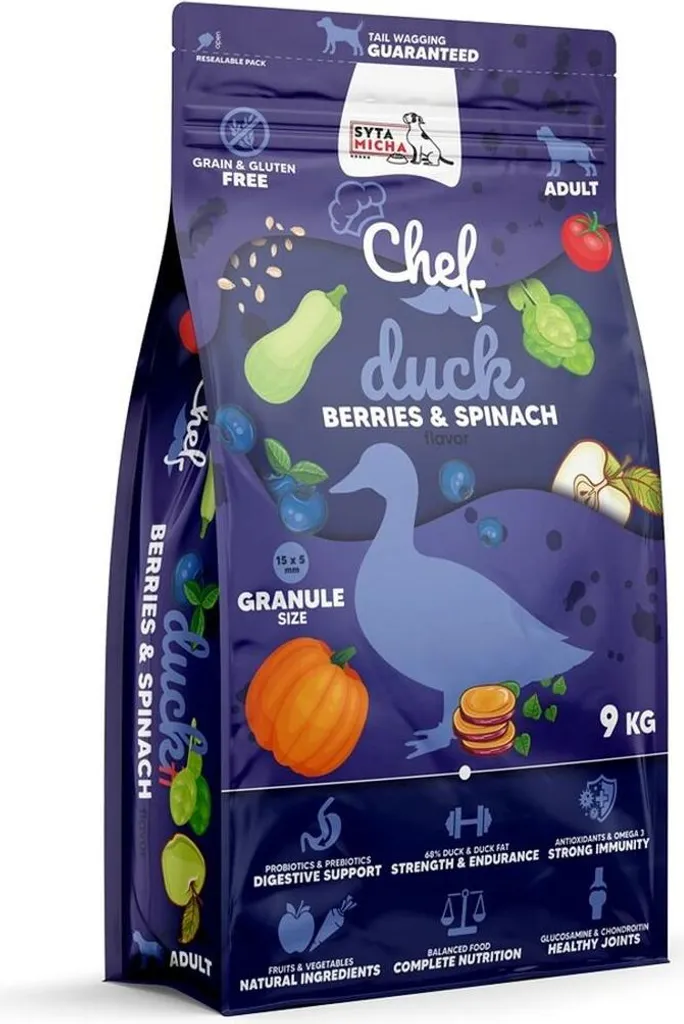 Syta Micha Chef Anatra e Bacche 9kg: Crocchette Premium Senza Glutine