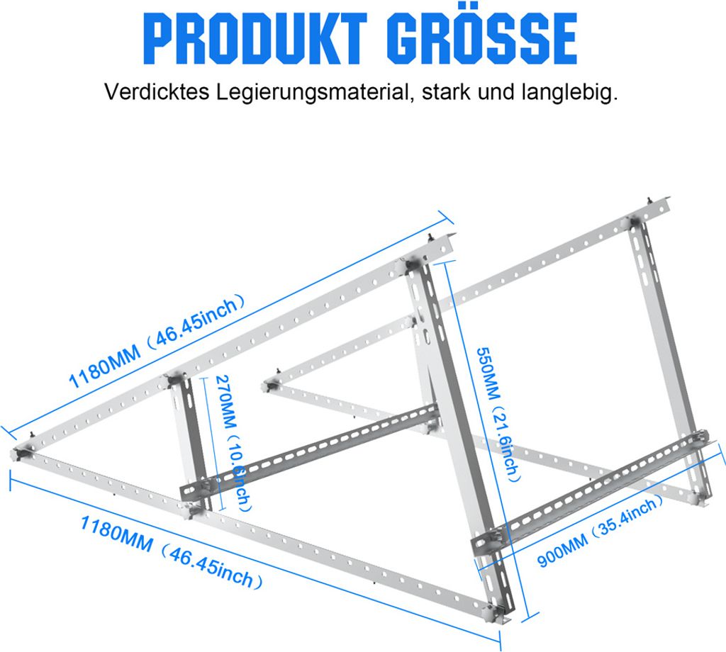 2er Set PV Halterung 118cm Verstärkter Solarmodul Produktbild 5
