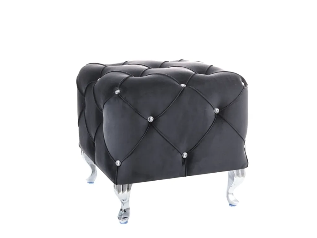 Repose-pieds BERTIN noir en velours : confort luxueux et design glamour