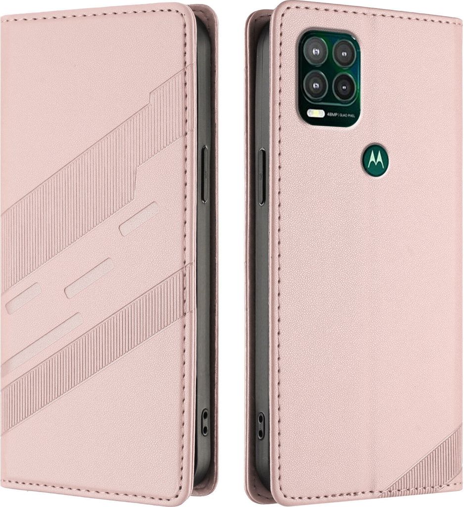 Hülle für Motorola Moto G Stylus 5G 2021, Kunstleder Brieftaschen Handyhülle mit Kartenfach und Standfunktion Pink
