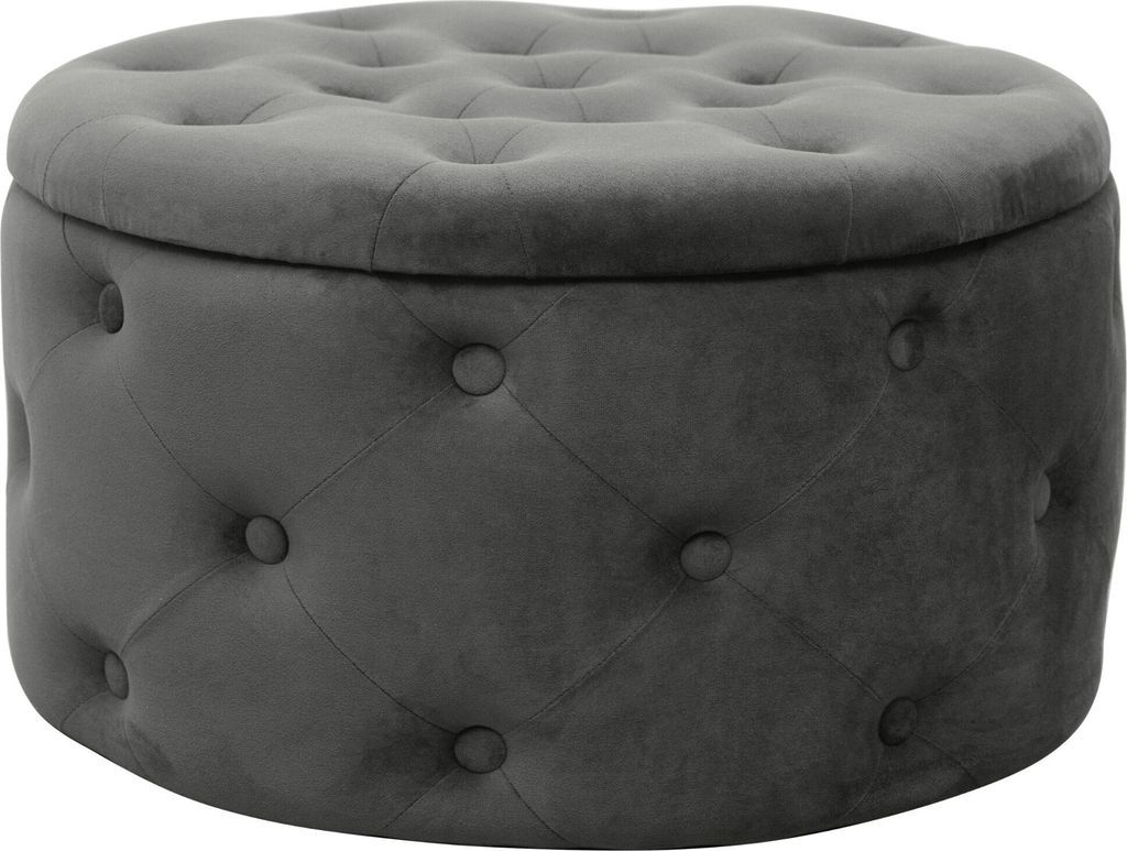 Pouf AKORD ALIA aus Samtstoff mit Stauraum in Graphitgrau Produktbild 1