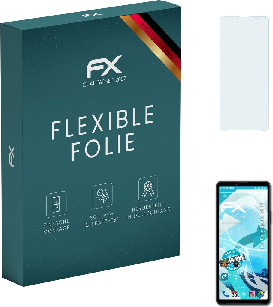 atFoliX FX-ActiFleX 3x Schutzfolie kompatibel mit Sony Xperia 10 IV Folie