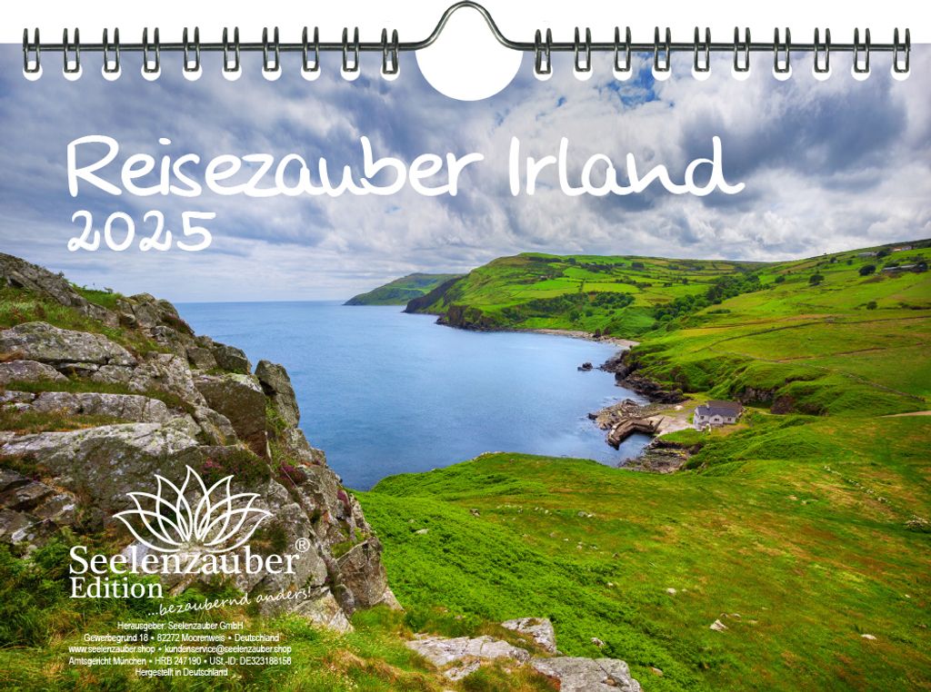 Reisezauber Irland DIN A5 Wandkalender für 2025 Dublin Irland Urlaub Strand Meer Reise - Seelenzauber