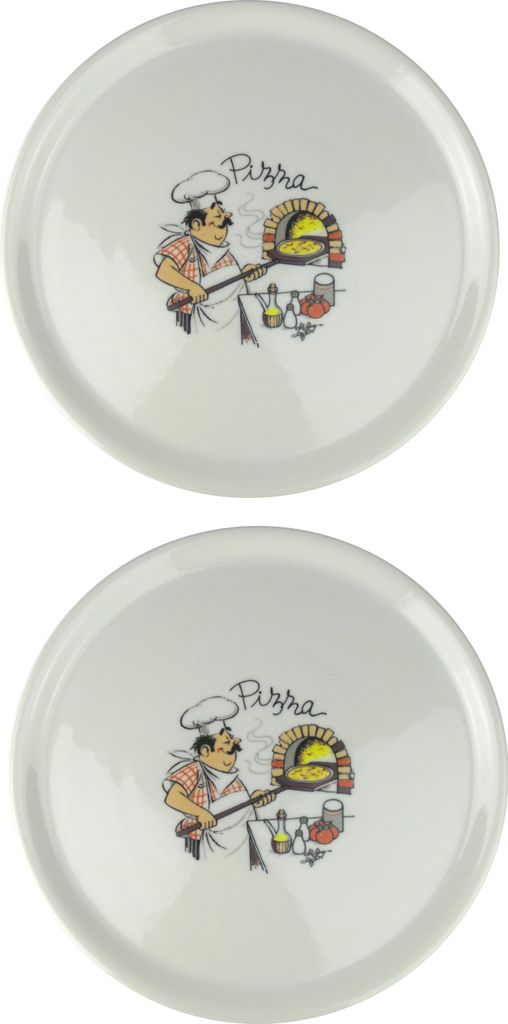 Saturnia Pizzateller mit Muster (2 Stück, Pizzabäcker Ø 33cm)