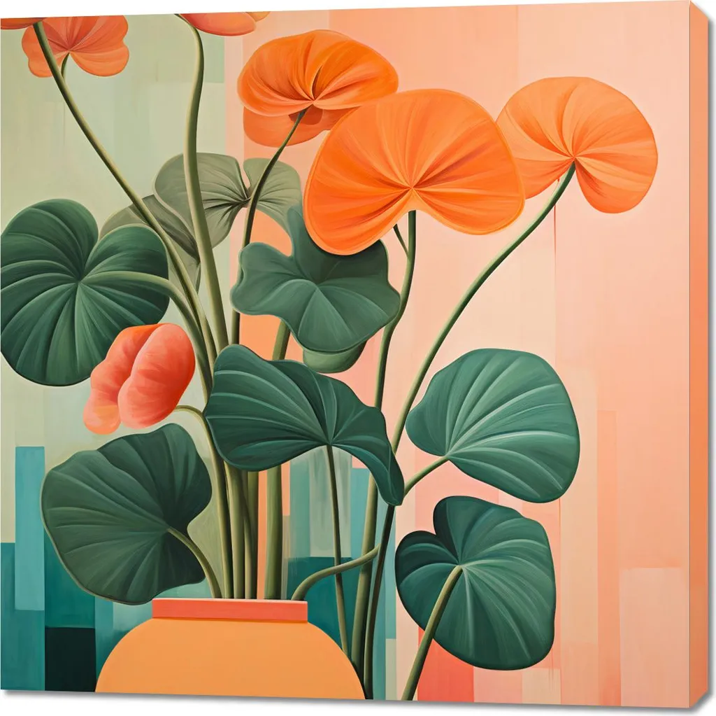 Tableau 100 x 100 cm Harmonie Florale - Toile Carrée Décorative Murale