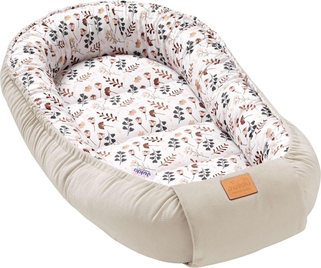 Boho Garden & Ecru Velvet Baby nest Kokon XXL