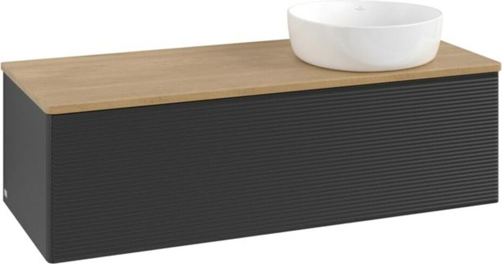 V&B Waschtischunterschrank mit Frontstruktur, mit Beleuchtung Antao 120x36x50cm, WBP hon. Oa, bla m Lac