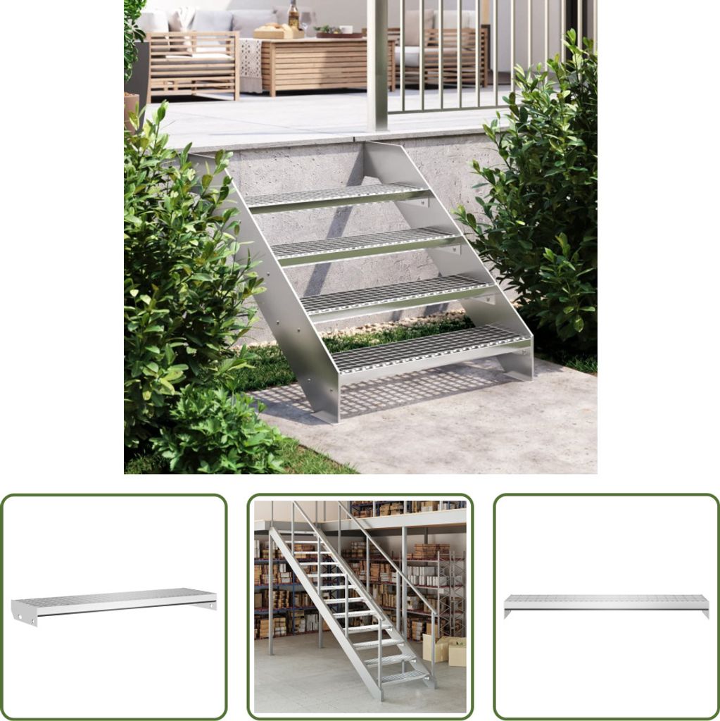 The Living Store Gitterroststufe 80x24x7 cm Verzinkter Stahl