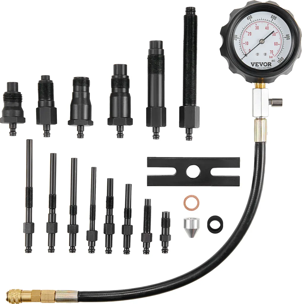Testeur de compression moteur diesel et essence avec 4 adaptateurs pros