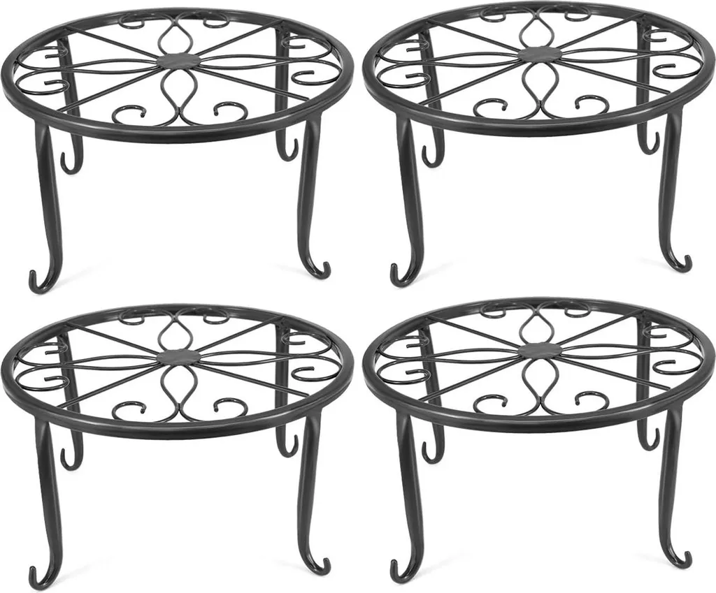 Support pour plantes intérieur et extérieur lot de 4 porte-pots Noir