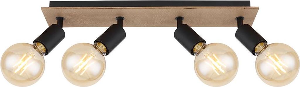 Spotstrahler, beweglich, Holz, schwarz matt, braun, L 49 cm