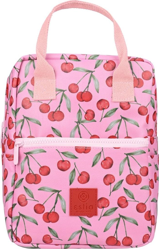 ESTIA | Lunchbag - 7 L - Lunchtasche mit Getränkefach - mit Kirschmuster