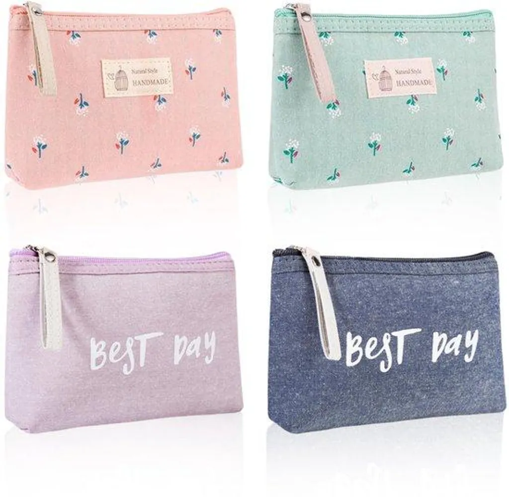 Sac de voyage en toile compact 17x12 cm, lot de 4 trousses légères
