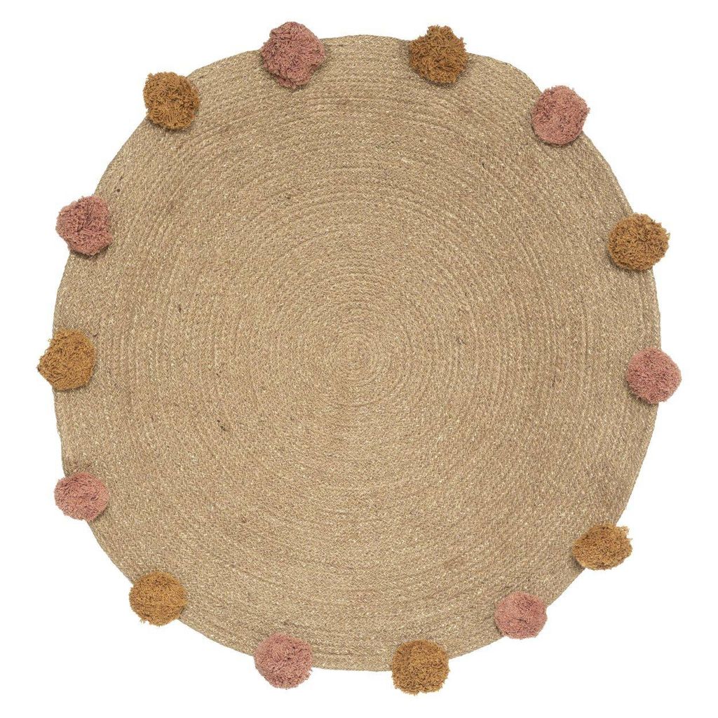 Kinderteppich "Pompons" - Jute D. 78 cm - Atmosphera créateur d'intérieur