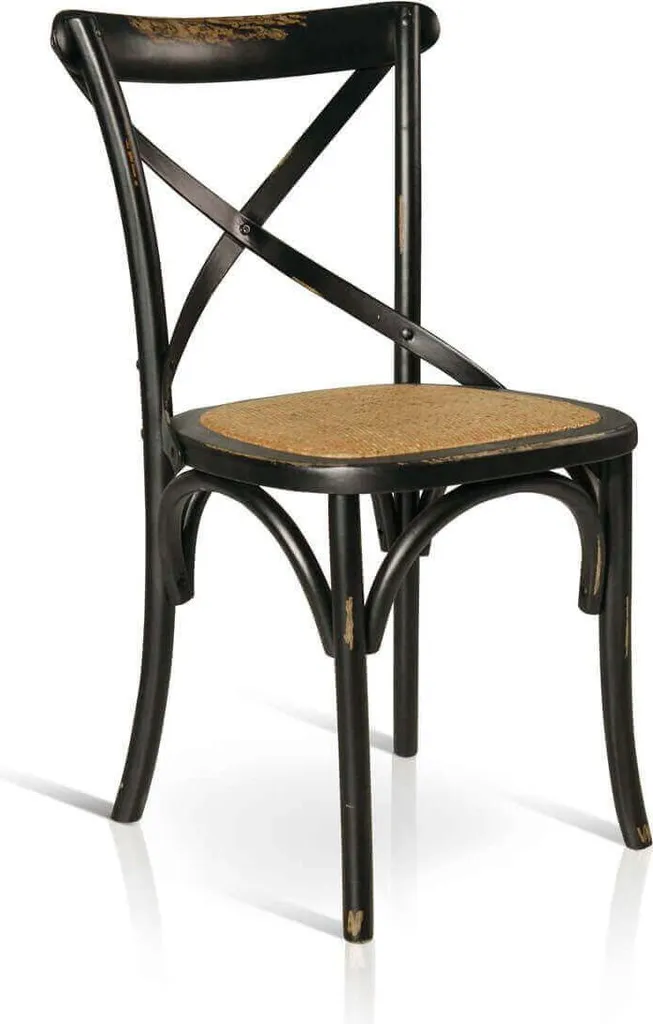 Sedia Abby Milani Home in Legno Nero e Paglia - Design Moderno Interni