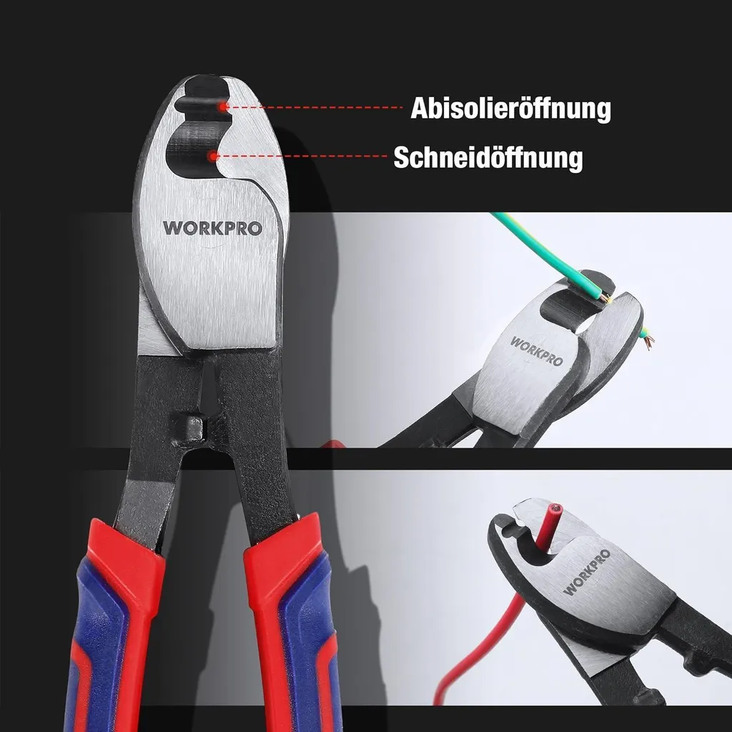 WORKPRO Coupe-câble 210mm en Acier Chrome-Vanadium pour Cuivre
