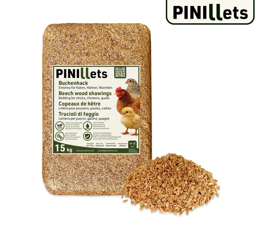 PINI Trucioli di faggio 15 kg: lettiera igienica e priva di Immagine del prodotto 