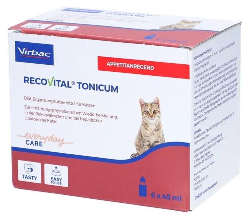 RecoVital Tonicum Katze 6x45ml in der Reconvaleszenz und Produktbild 