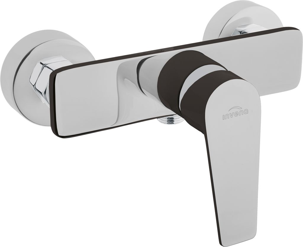 BADLAND Brausearmatur Wasserhahn DOKOS Brausebatterie für Badezimmer in Schwarz-Silber