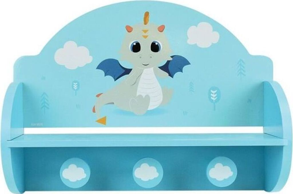 Garderobenregal, FUN HOUSE Léon le Dragon, 33 x 46 x 15 cm, Kinderzimmer, Blau, MDF und Kiefer