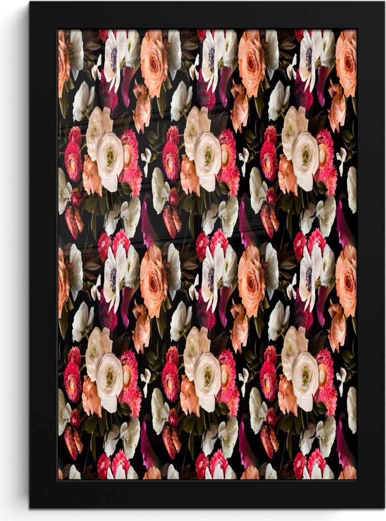 MuchoWow MuchoWow Gerahmtes Poster Blumen - Farbe - Muster 20x30 cm - Poster mit zchwarzem Bilderrahmen - Drucken - Bilder Poster im Rahmen