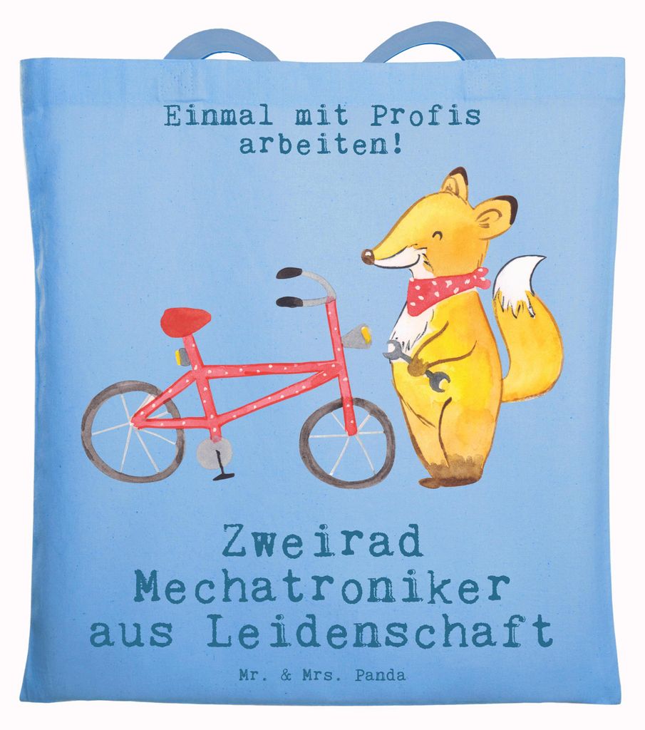 Mr. & Mrs. Panda Tragetasche Zweirad Mechatroniker Leidenschaft - Sky Blue - Geschenk, Shopping Tasche, Jutebeutel, Laptoptasche, Einkaufstasche, T...