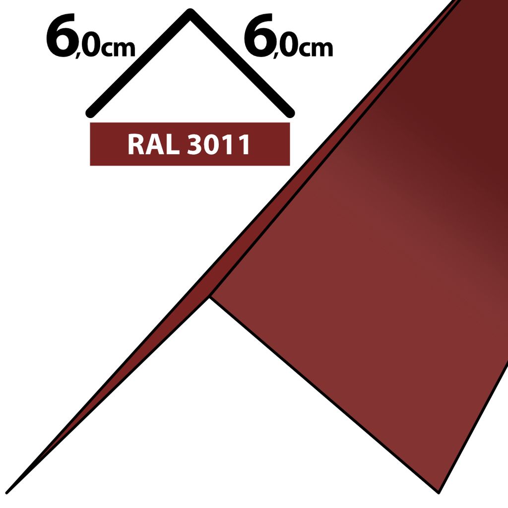 2m Winkelblech Kantblech Kante Blechwinkel pulverbeschichtetes 0,5mm Zuschnitt 12cm RAL-3011 Rot